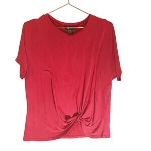 Miss Chievous Red Front Knot Hem Top - Size Small